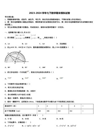 2024届江苏省江阴市河塘中学数学七下期末检测模拟试题含解析.doc