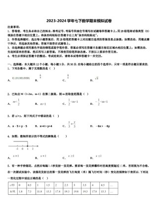 2024届江苏省泰兴市黄桥初级中学七年级数学第二学期期末统考模拟试题含解析.doc