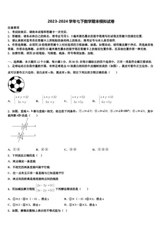 2024届江苏省盐城市东台市第五联盟七年级数学第二学期期末监测试题含解析.doc