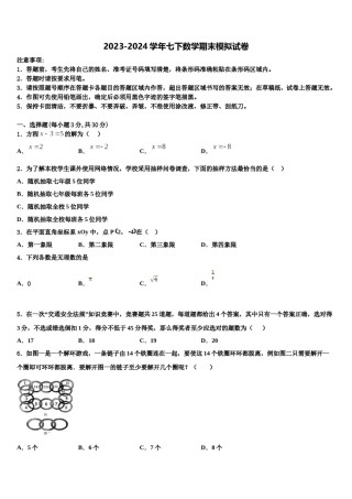2024届江苏省苏州市工业园区星湾中学数学七下期末达标检测模拟试题含解析.doc