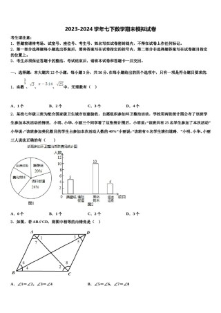 2024届江苏省邳州市新河中学七年级数学第二学期期末统考模拟试题含解析.doc