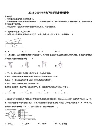 2024届江苏省金坛市尧塘，河头，水北中学七下数学期末复习检测试题含解析.doc