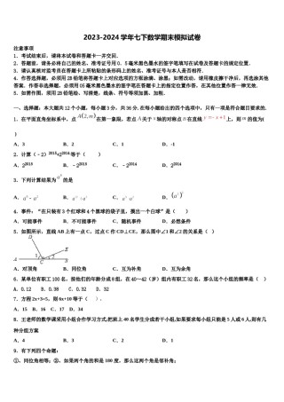 2024届江西省宜春市名校七下数学期末统考试题含解析.doc