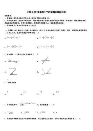 2024届江西省赣州市宁都县七年级数学第二学期期末联考模拟试题含解析.doc