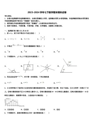 2024届江阴南闸实验学校七下数学期末统考模拟试题含解析.doc