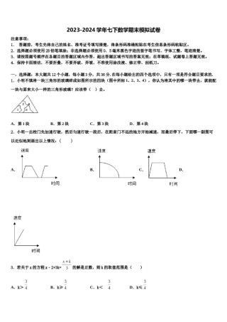 2024届河北省石家庄市41中学数学七下期末调研模拟试题含解析.doc