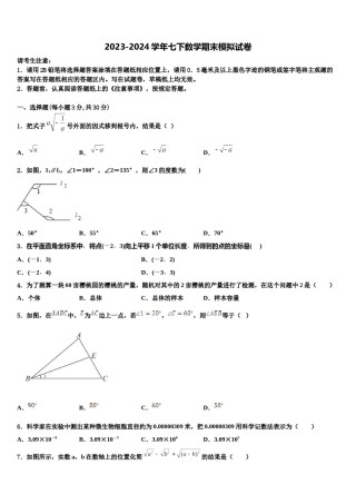 2024届河北省石家庄市二十八中学七年级数学第二学期期末质量检测模拟试题含解析.doc