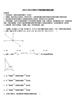 2024届河南省周口商水县联考数学七下期末调研模拟试题含解析.doc