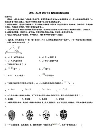 2024届河南省新乡市长垣市七下数学期末预测试题含解析.doc