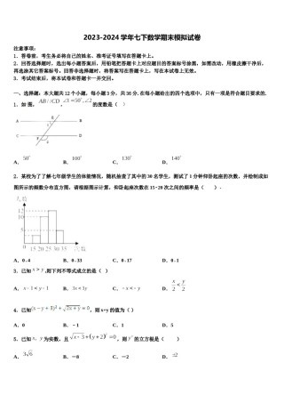 2024届河南省郑州市河南省实验中学数学七下期末达标检测试题含解析.doc