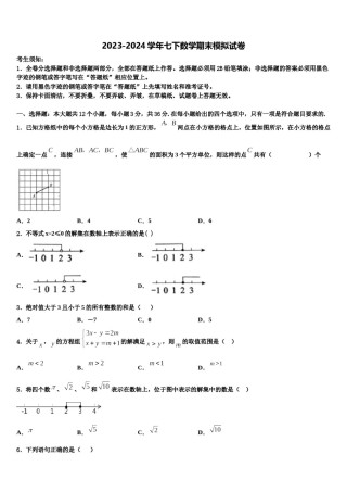 2024届洛阳市重点中学七年级数学第二学期期末考试试题含解析.doc