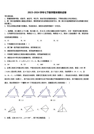 2024届浙江省杭州市萧山区厢片五校七年级数学第二学期期末质量检测试题含解析.doc
