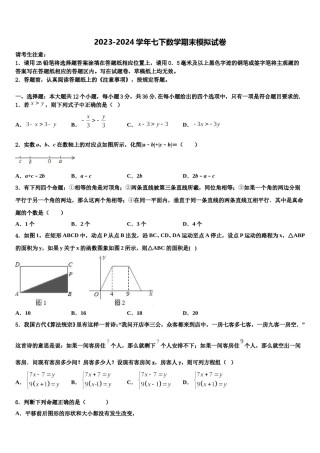 2024届浙江省温州市永嘉县七下数学期末调研模拟试题含解析.doc