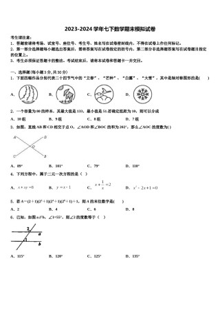 2024届海南省七下数学期末综合测试试题含解析.doc