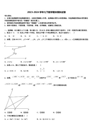 2024届湖北省恩施州名校七年级数学第二学期期末达标检测模拟试题含解析.doc
