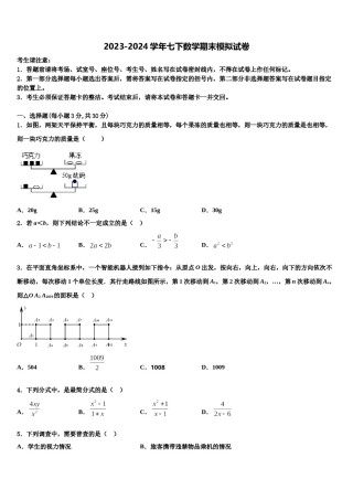 2024届湖北省武汉市第四十九中学数学七下期末综合测试模拟试题含解析.doc