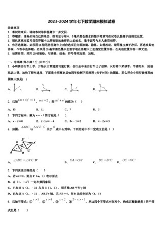 2024届湖北省武汉市部分重点学校七年级数学第二学期期末检测模拟试题含解析.doc
