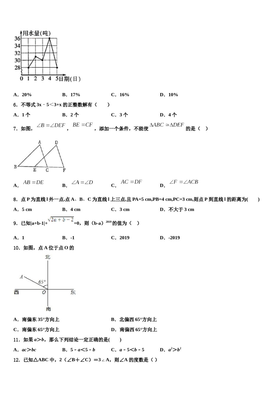 2024届湖北省潜江市张金镇铁匠沟初级中学数学七下期末教学质量检测模拟试题含解析.doc_第2页