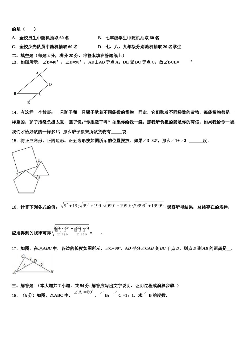 2024届湖北省黄石市富川中学数学七下期末监测试题含解析.doc_第3页