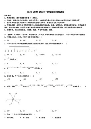 2024届湖北省黄石市河口中学七年级数学第二学期期末经典模拟试题含解析.doc