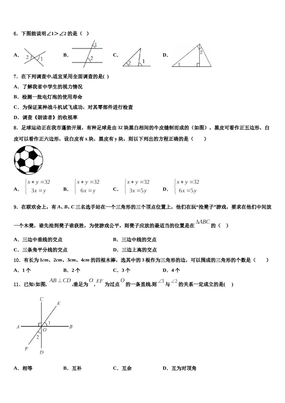 2024届湖南师大附中博才实验学校七年级数学第二学期期末复习检测试题含解析.doc_第2页