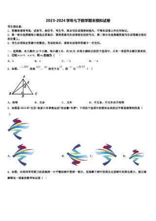 2024届湖南省怀化市数学七下期末学业质量监测模拟试题含解析.doc