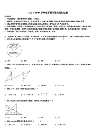 2024届湖南省永州市东安澄江中学数学七下期末考试试题含解析.doc