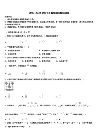 2024届湖南长沙市长郡教育集团数学七下期末联考试题含解析.doc