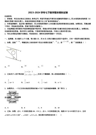 2024届滁州市重点中学数学七下期末复习检测模拟试题含解析.doc