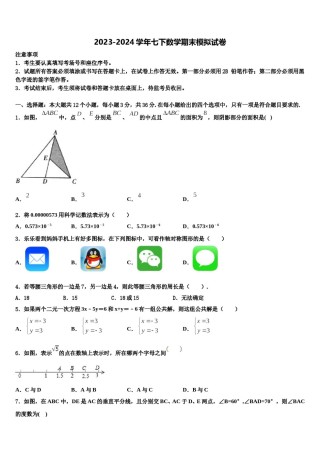 2024届潮安龙湖中学数学七下期末质量检测试题含解析.doc