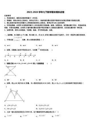 2024届福建省厦门市五校七下数学期末统考模拟试题含解析.doc