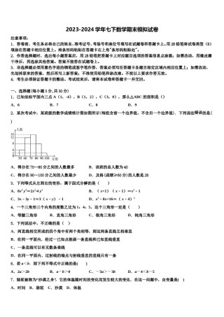2024届福建省莆田市南门中学七年级数学第二学期期末达标检测模拟试题含解析.doc