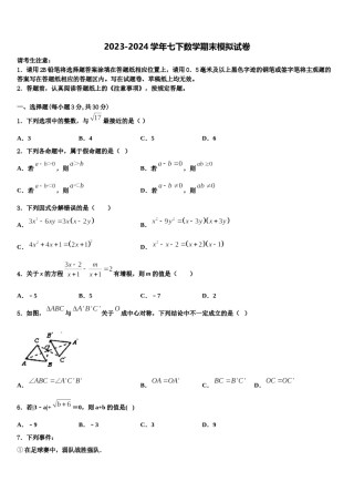 2024届贵州省兴义市鲁屯镇中学七年级数学第二学期期末联考试题含解析.doc