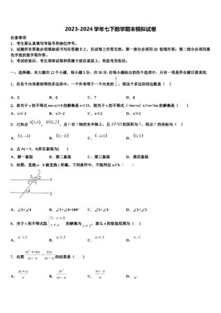 2024届贵州省黔西南州勤智学校七下数学期末质量跟踪监视模拟试题含解析.doc