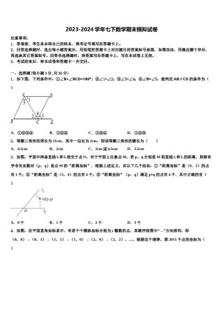 2024届辽宁省大连高新园区四校联考七下数学期末学业水平测试试题含解析.doc