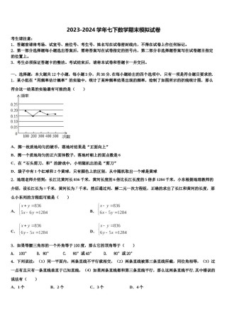 2024届鄂州市涂家垴镇中学春七下数学期末统考试题含解析.doc