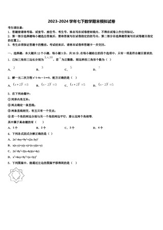 2024届长郡教育集团数学七下期末质量检测模拟试题含解析.doc