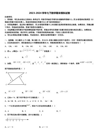 2024届阿里市重点中学七年级数学第二学期期末统考试题含解析.doc