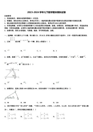 2024届陕西省西安高新逸翠园学校数学七下期末复习检测试题含解析.doc