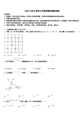 2024届雅安市重点中学七下数学期末复习检测模拟试题含解析.doc
