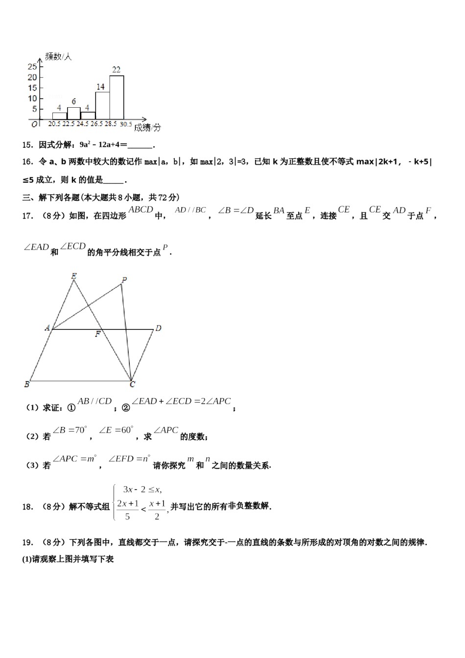 2024届青海省西宁市数学七下期末学业质量监测模拟试题含解析.doc_第3页