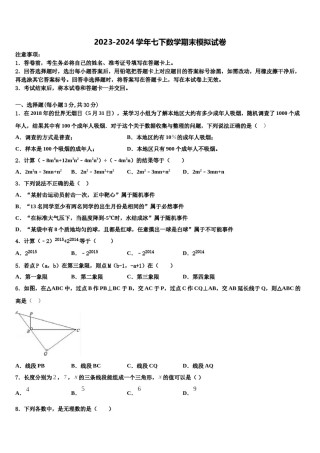 2024届黑龙江省七年级数学第二学期期末学业水平测试模拟试题含解析.doc