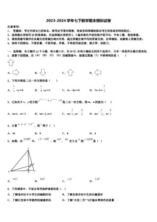 2024届黑龙江省鸡西中学数学七下期末复习检测模拟试题含解析.doc
