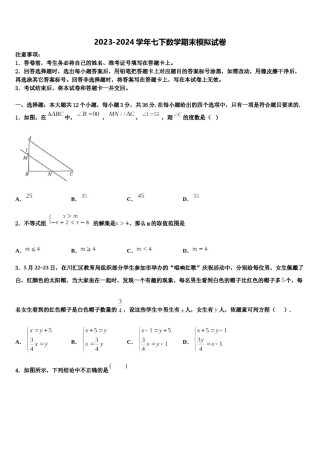 上海市廊下中学2023-2024学年数学七下期末检测模拟试题含解析.doc