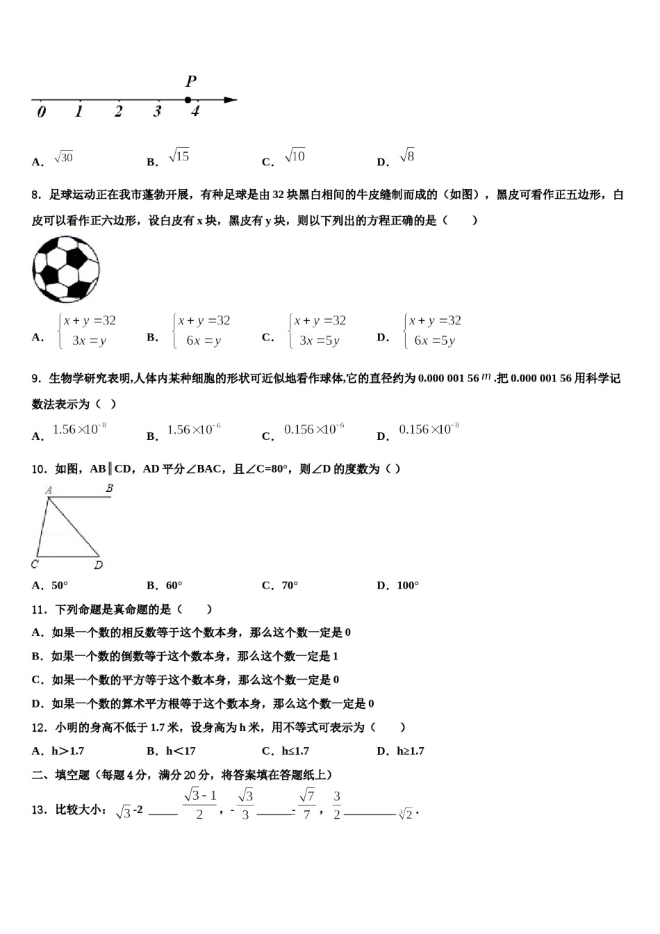 上海市民办新竹园中学2024年七下数学期末学业质量监测模拟试题含解析.doc_第2页