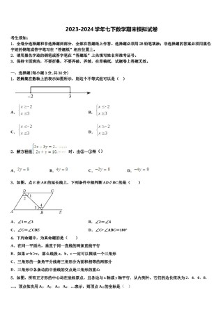 下期湖南岳阳市城区2024年七下数学期末教学质量检测模拟试题含解析.doc
