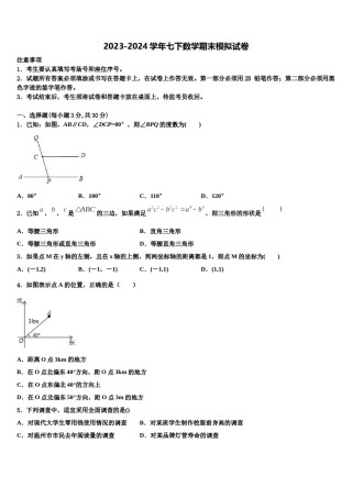 临沂市2024年七下数学期末检测试题含解析.doc