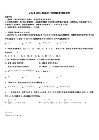 临沂市重点中学2024届七下数学期末检测模拟试题含解析.doc