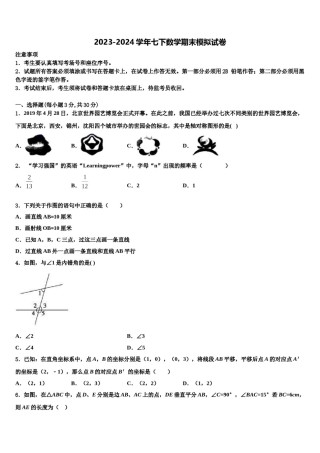 云南省师宗县2024年七年级数学第二学期期末联考试题含解析.doc