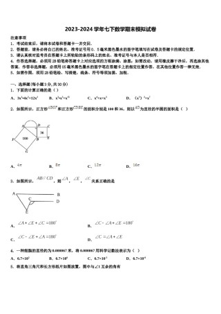 云南省昆明市八校联考2023-2024学年数学七下期末考试试题含解析.doc